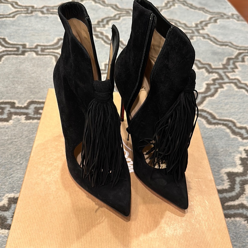 Christian Louboutin Black suede Ottocarl 100 booties